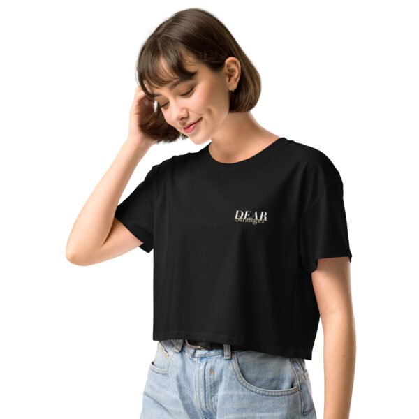 Black Crop Top with the message "Dear stranger, your smile could be the reasons someone believes in kindness today."