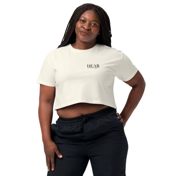 Natural Crop Top with the message "Dear stranger, your smile could be the reasons someone believes in kindness today."